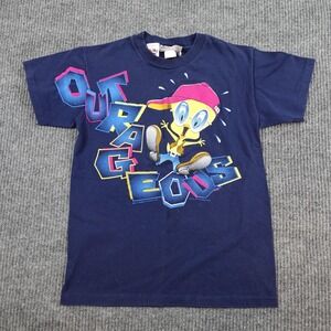 Vintage Tweety Bird Looney Tunes Shirt Kids Medium Blue Single Stitch 90s
